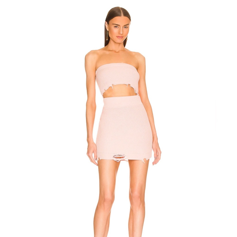 SER.O.YA Lola Distressed Mini Dress in Cintz Rose